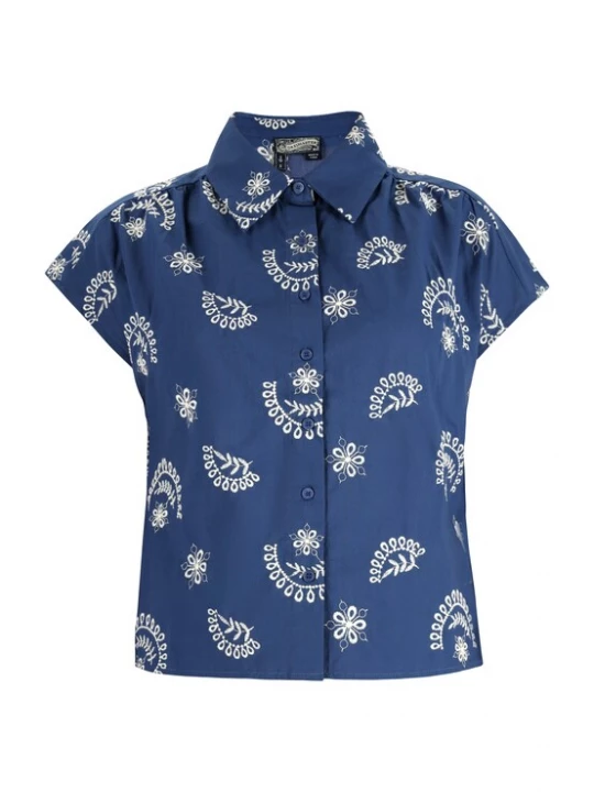 Foto van product DreiMaster Vintage Blouse marine / wolwit