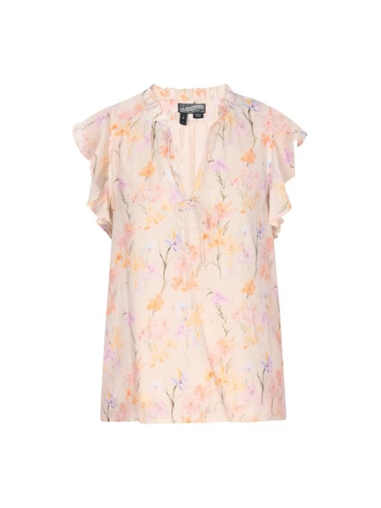 Foto van product DreiMaster Vintage Blouse olijfgroen / lavendel / abrikoos / oudroze