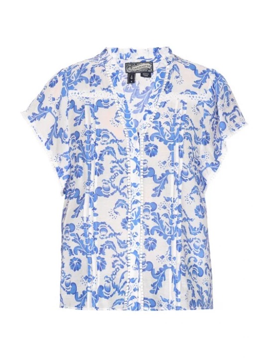 Foto van product DreiMaster Vintage Blouse 'Vintage' blauw / wit