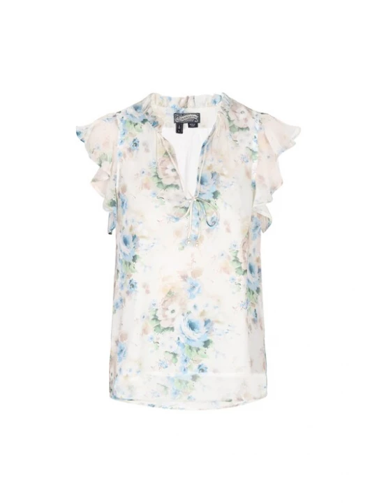 Foto van product DreiMaster Vintage Blouse 'Vintage' lichtbeige / blauw / wolwit