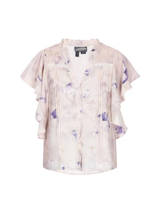 Foto van product DreiMaster Vintage Blouse 'Vintage' sering / mauve / donkerlila / wit