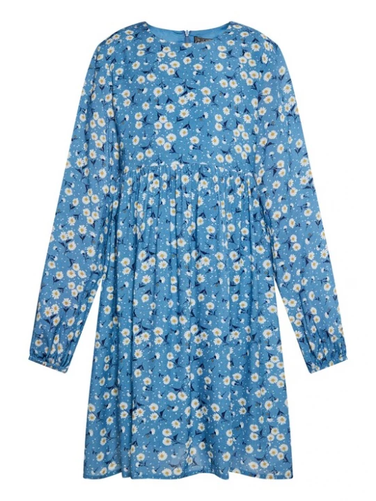 Foto van product DreiMaster Vintage Jurk azuur / donkerblauw / geel / wit