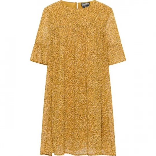 Foto van product DreiMaster Vintage Jurk 'Zitha' donkergeel / rosa / zwart / offwhite