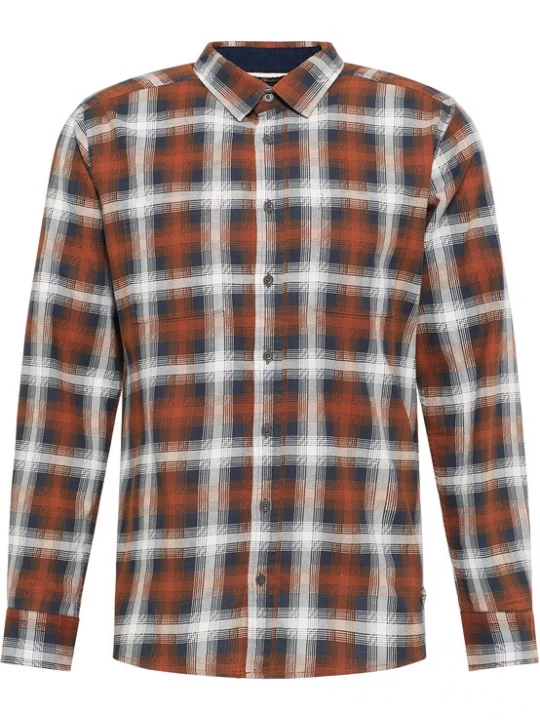 Foto van product DreiMaster Vintage Overhemd blauw / roestbruin / wit