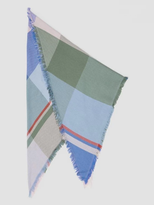 Foto van product Driehoekige sjaal van viscosemix met ruitpatroon s.Oliver blauw
