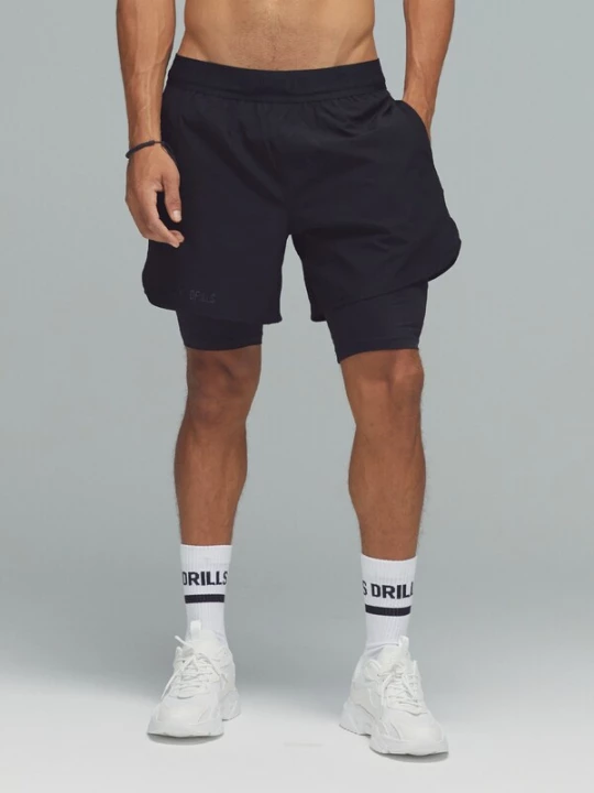 Foto van product DRILLS Apparel Sportbroek 'XFUNCTION 2-in-1 Shorts' zwart