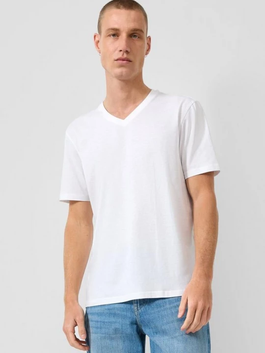 Foto van product Dubbelpak: regular fit shirt met V-hals QS wit