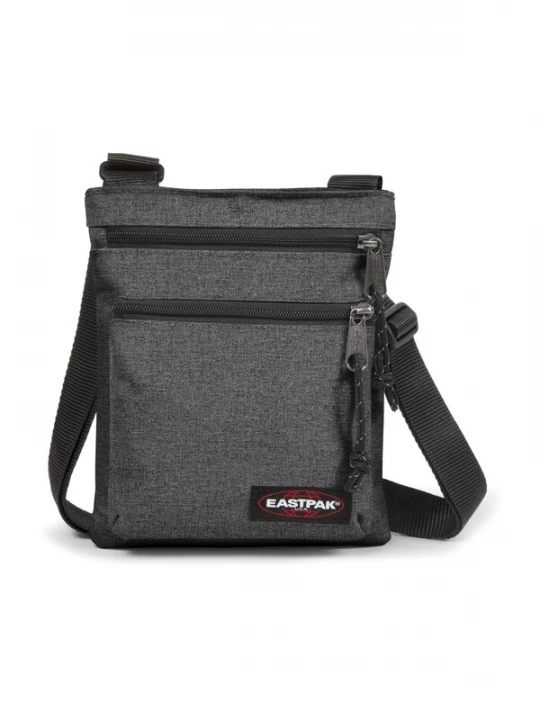 Foto van product EASTPAK Schoudertas 'Rusher' antraciet / robijnrood / zwart / wit