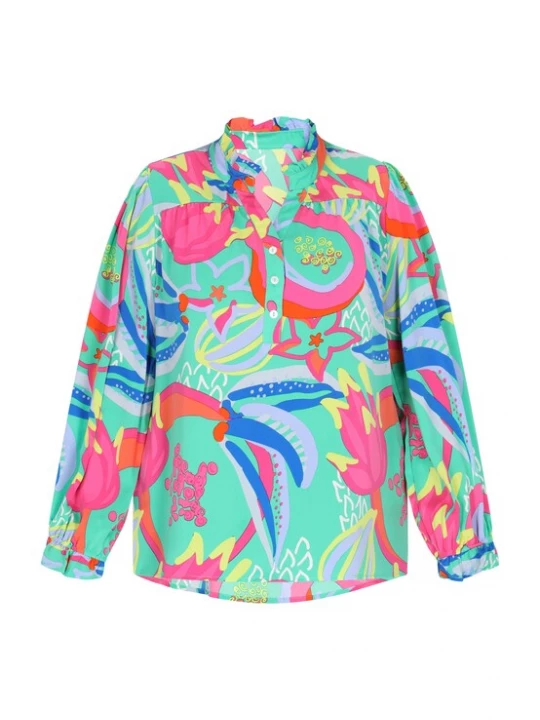 Foto van product IZIA Blouse blauw / groen / mintgroen / rosa
