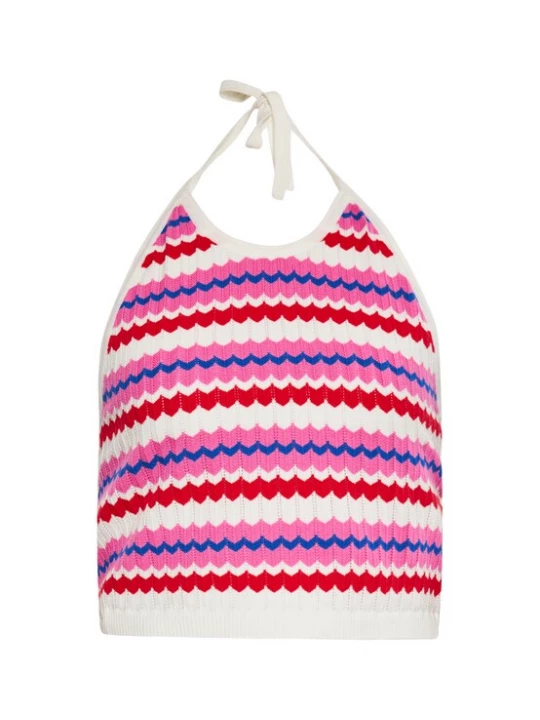 Foto van product ebeeza Gebreide top blauw / pink / rood / wit