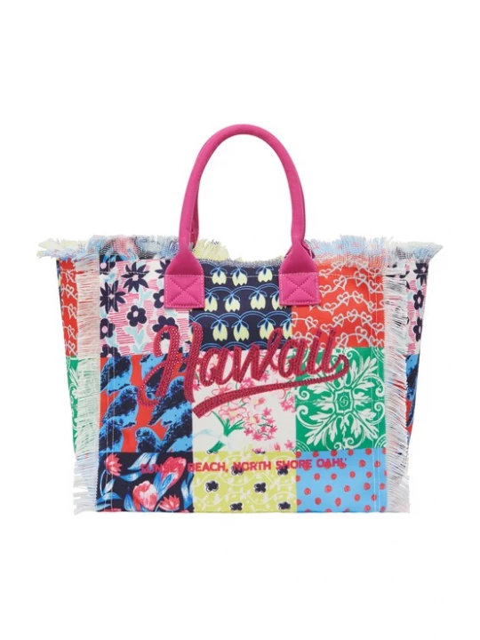 Foto van product ebeeza Shopper azuur / groen / fuchsia / zwart