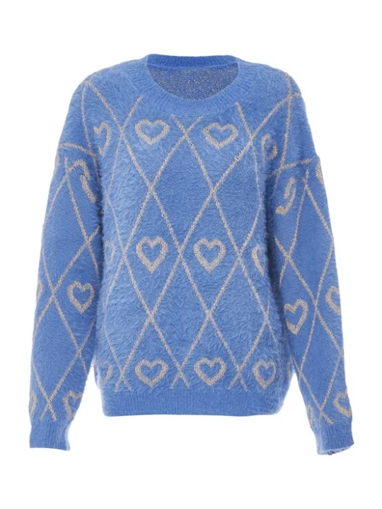 Foto van product ebeeza Trui beige / blauw denim