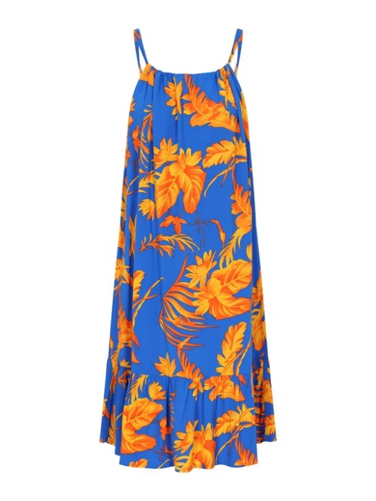 Foto van product IZIA Zomerjurk 'Spring Summer' royal blue / koningsblauw / oranje / mandarijn