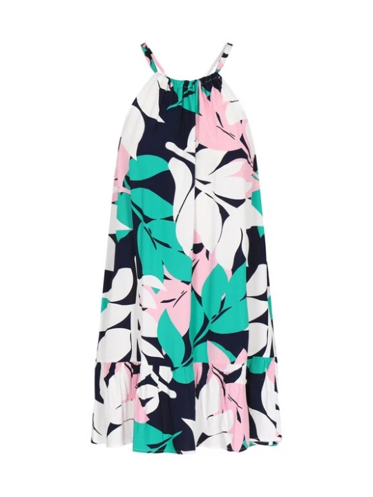 Foto van product ebeeza Zomerjurk 'Fashion Look' donkerblauw / jade groen / lichtroze / wit