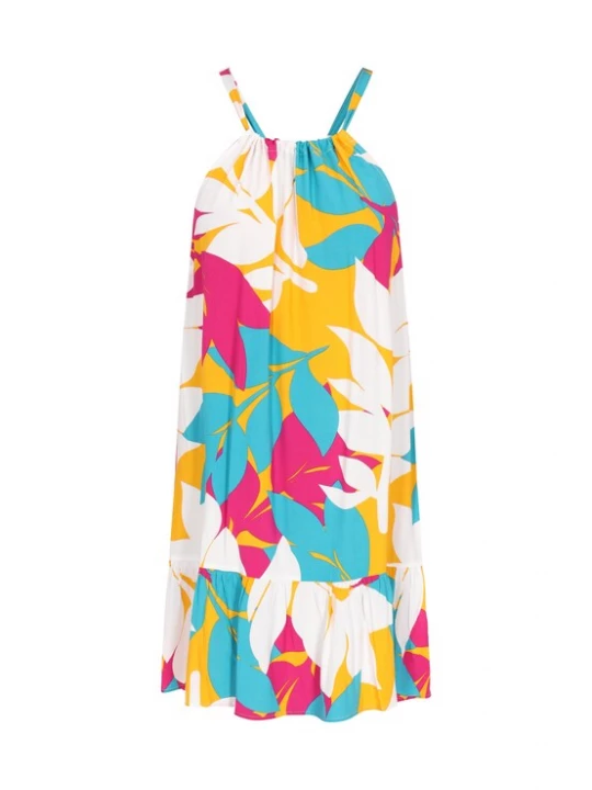 Foto van product IZIA Zomerjurk turquoise / geel / donkerroze / wit