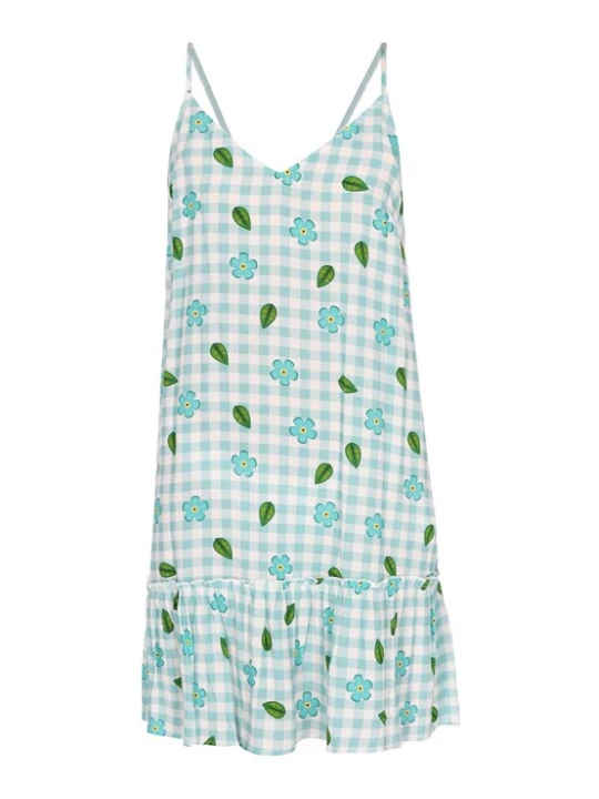 Foto van product ECY Zomerjurk turquoise / geel / donkergroen / wit
