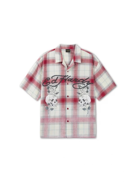 Foto van product Ed Hardy Overhemd rood / zwart / wit