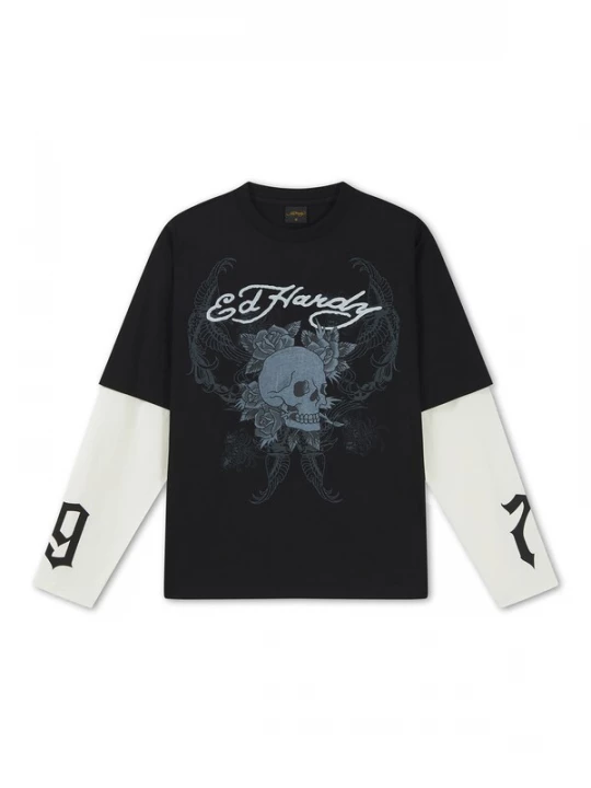 Foto van product Ed Hardy Shirt '1971 Skull' duifblauw / zwart / wit