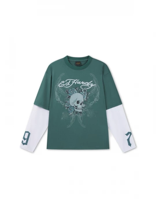 Foto van product Ed Hardy Shirt '1971 Skull' mintgroen / jade groen / zwart / wit