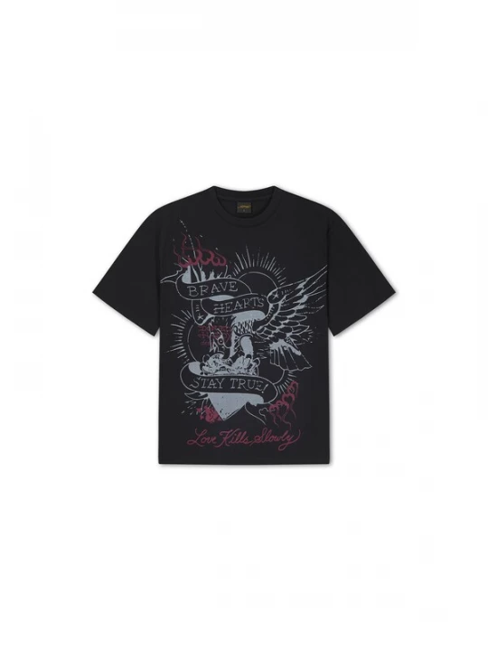 Foto van product Ed Hardy Shirt 'Brave Hearts Stay True' lichtgrijs / rood / zwart
