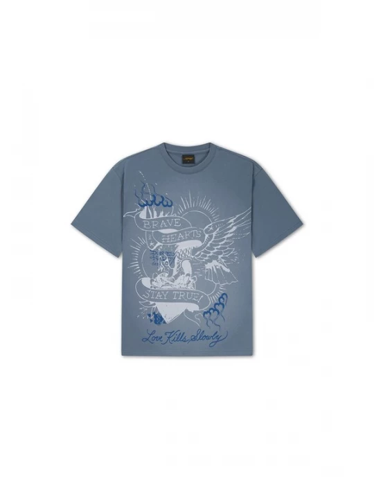 Foto van product Ed Hardy Shirt 'Brave Hearts Stay True' opaal / donkerblauw / wit