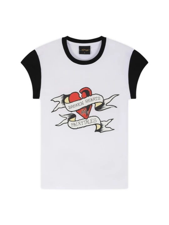 Foto van product Ed Hardy Shirt 'Broken Hearts' lichtgeel / rood / zwart / wit