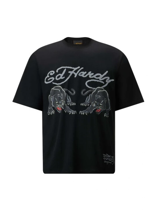 Foto van product Ed Hardy Shirt 'Doppel-Panther' lichtblauw / grijs / zwart