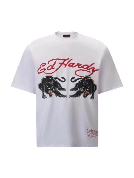 Foto van product Ed Hardy Shirt 'Double-Panther' lichtgeel / rood / zwart / wit