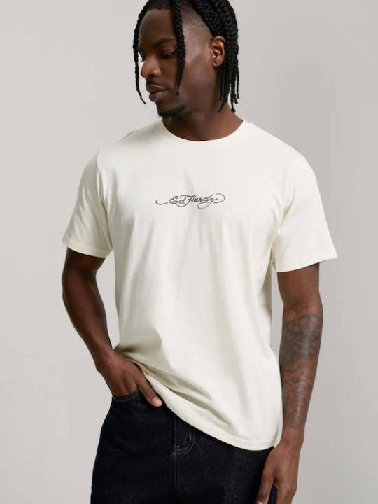 Foto van product Ed Hardy Shirt 'Dragon Panther' ecru / geel / donkergrijs / kersrood
