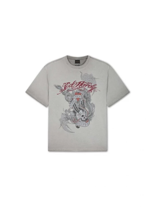 Foto van product Ed Hardy Shirt grijs / stone grey / donkerrood