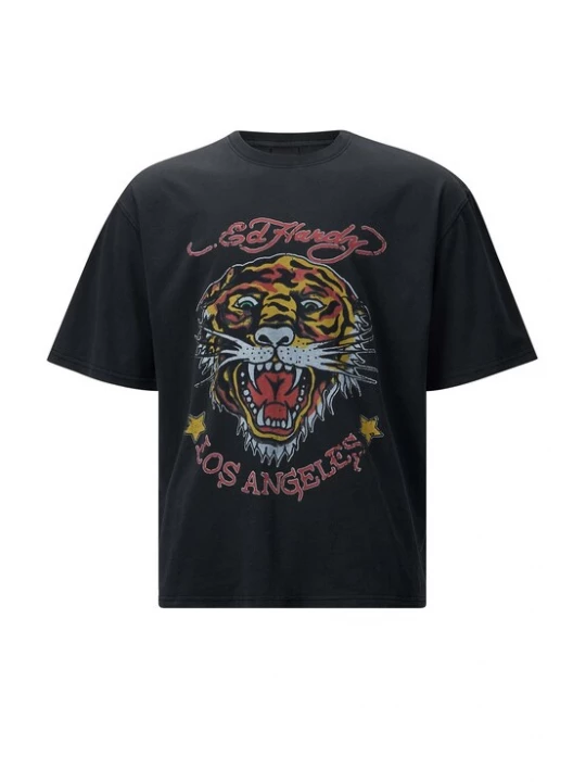 Foto van product Ed Hardy Shirt 'La-Tiger' geel / kersrood / zwart / wit