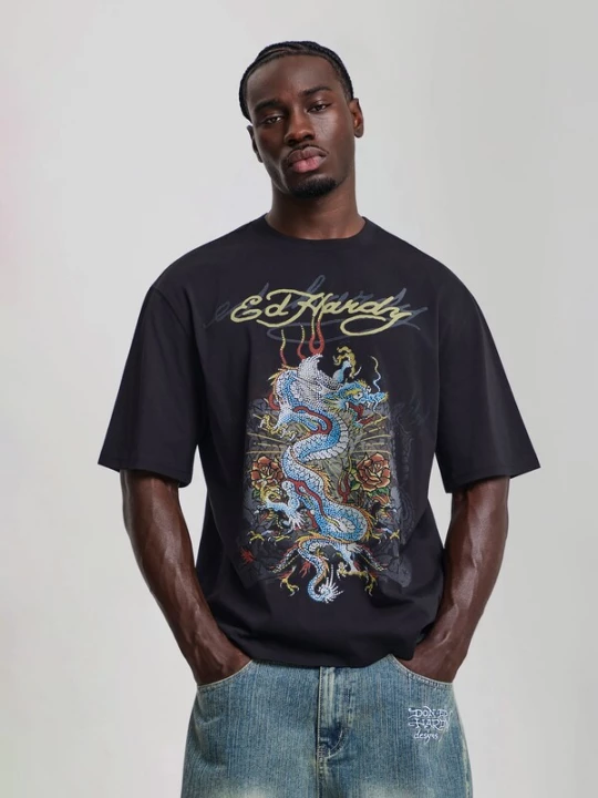 Foto van product Ed Hardy Shirt lichtblauw / rood / zwart / wit