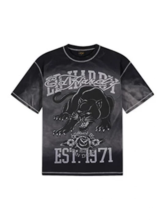 Foto van product Ed Hardy Shirt 'Panther' grijs / zwart / offwhite