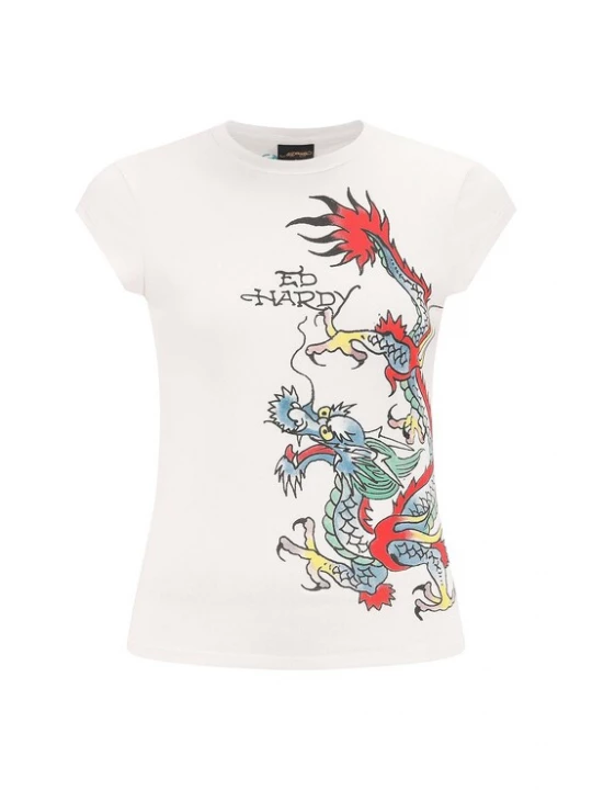 Foto van product Ed Hardy Shirt 'Rawling Dragon' blauw / rood / zwart / wit