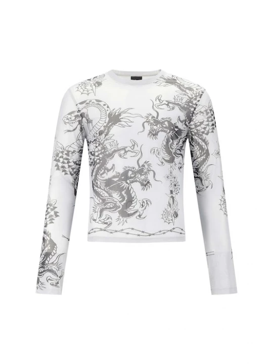 Foto van product Ed Hardy Shirt 'Schlange und Drache' lichtgrijs / zwart