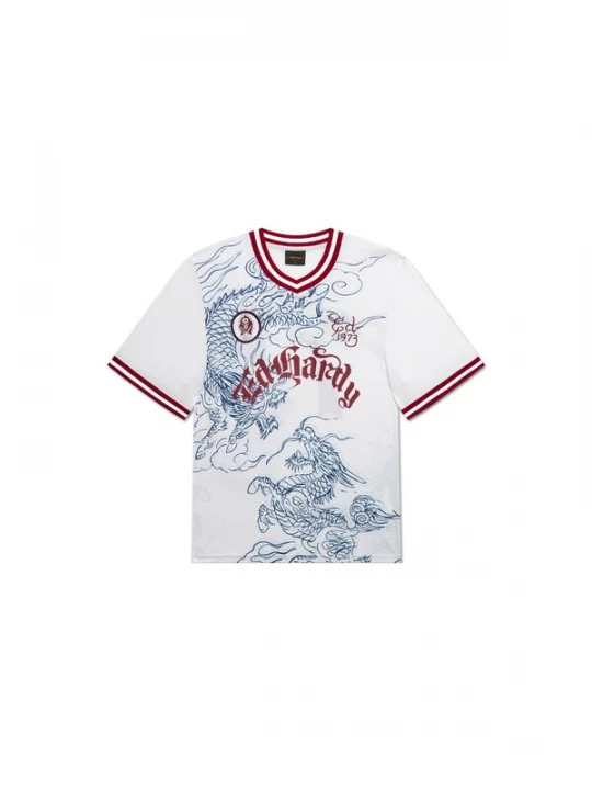 Foto van product Ed Hardy Shirt 'Soaring Dragon Football' ultramarine blauw / rood / wit