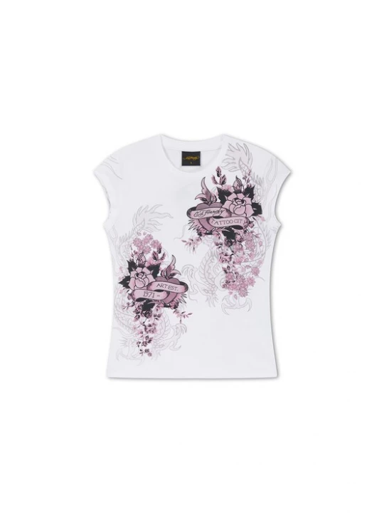 Foto van product Ed Hardy Shirt 'Tattoo City' lichtroze / zwart / wit