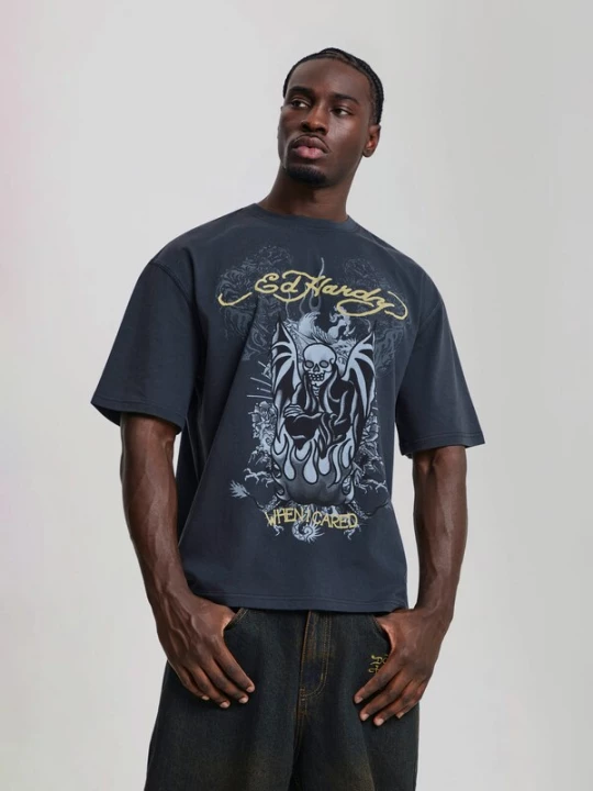 Foto van product Ed Hardy Shirt 'When I Cared' geel / zwart