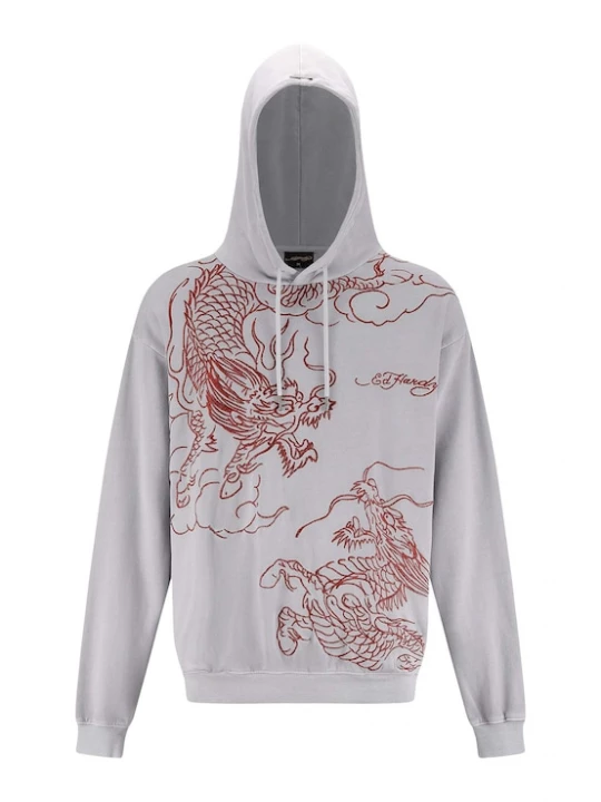 Foto van product Ed Hardy Sweatshirt 'Battle Dragon' grijs / rood