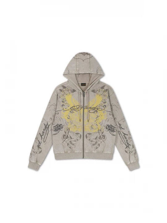 Foto van product Ed Hardy Sweatvest 'Venom' geel / greige / donkergrijs / zwart