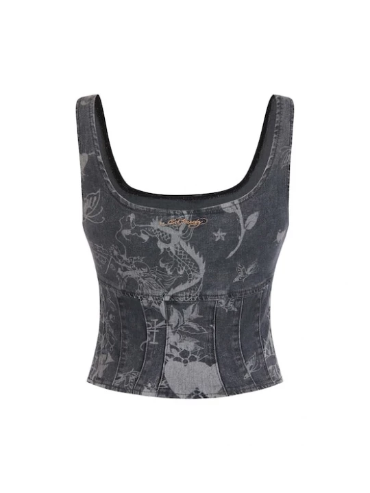 Foto van product Ed Hardy Top smoky blue / blauw denim