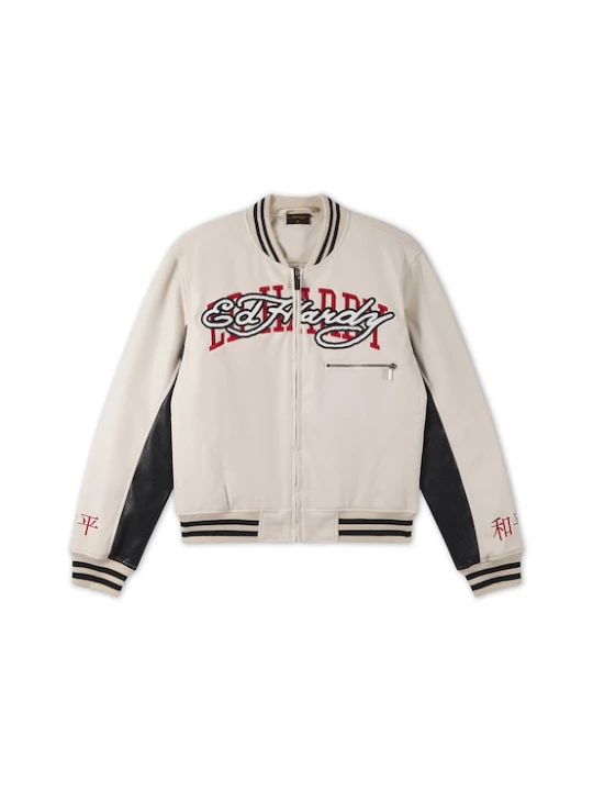 Foto van product Ed Hardy Winterjas '1971 Panther' ecru / rood / zwart
