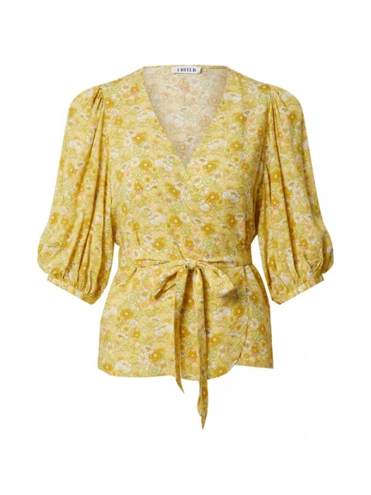 Foto van product EDITED Blouse 'Violeta' mosterd / honing / lichtgroen / oudroze / wit