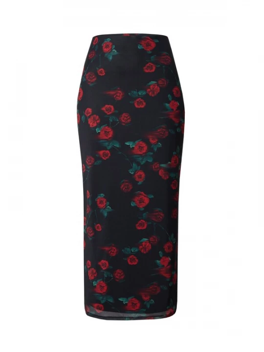 Foto van product EDITED Rok 'Sofia' groen / rood / zwart