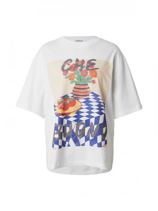 Foto van product EDITED Oversized shirt 'Xia' ecru / navy / grijs / wit