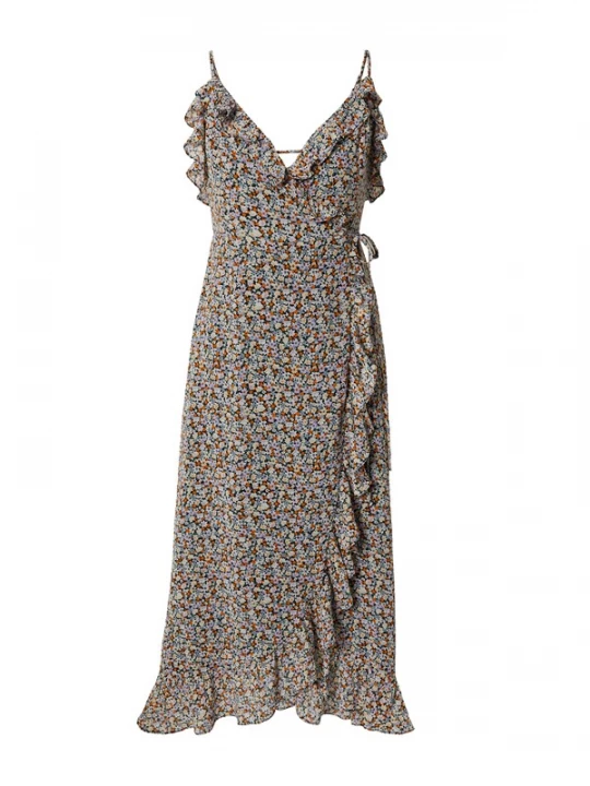 Foto van product EDITED Zomerjurk 'Benice' crème / lavendel / mandarijn / zwart