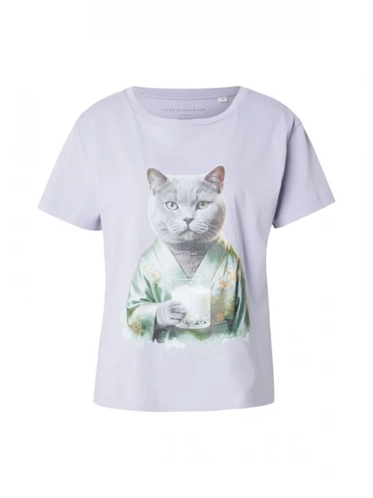 Foto van product EINSTEIN & NEWTON Shirt 'Kimono Cat' geel / grijs / pastelgroen / sering