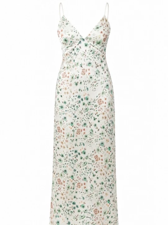 Foto van product Elara Avondjurk karamel / groen / zwart / offwhite