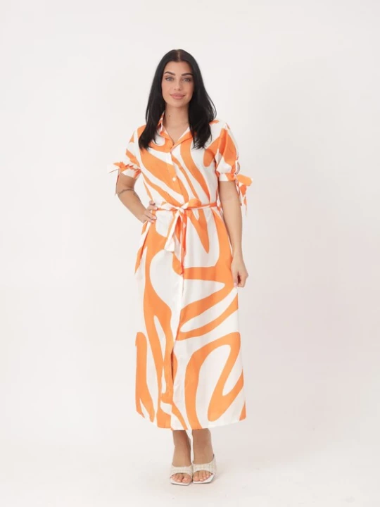 Foto van product Elara Blousejurk oranje / wit