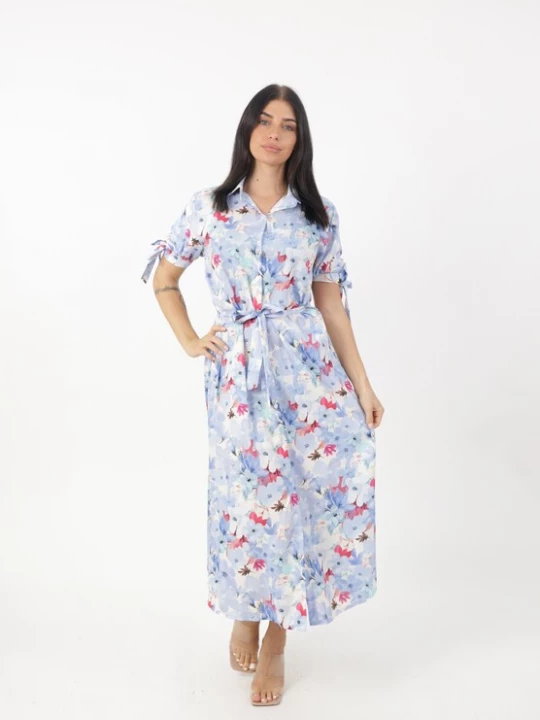 Foto van product Elara Blousejurk pastelblauw / lichtblauw / pink / wit